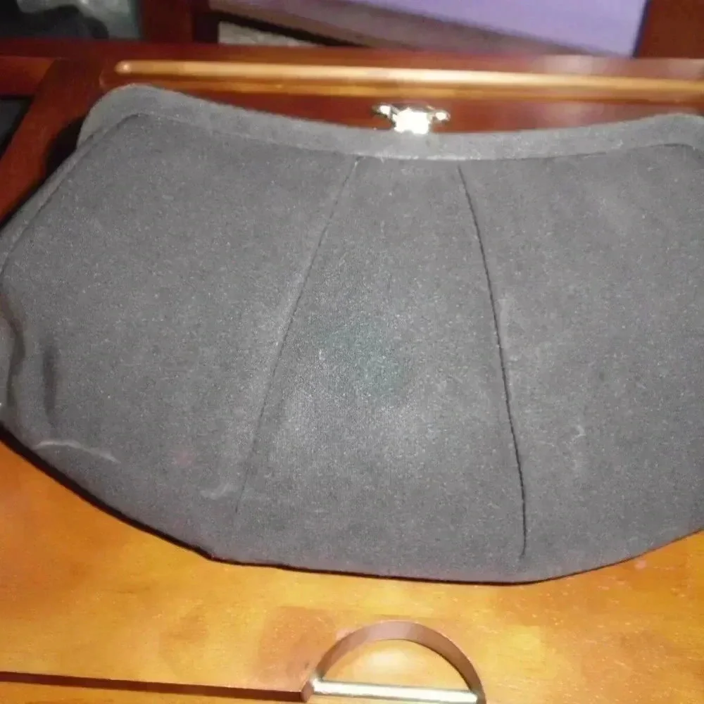 Black Fabric Clutch Handbag Purse